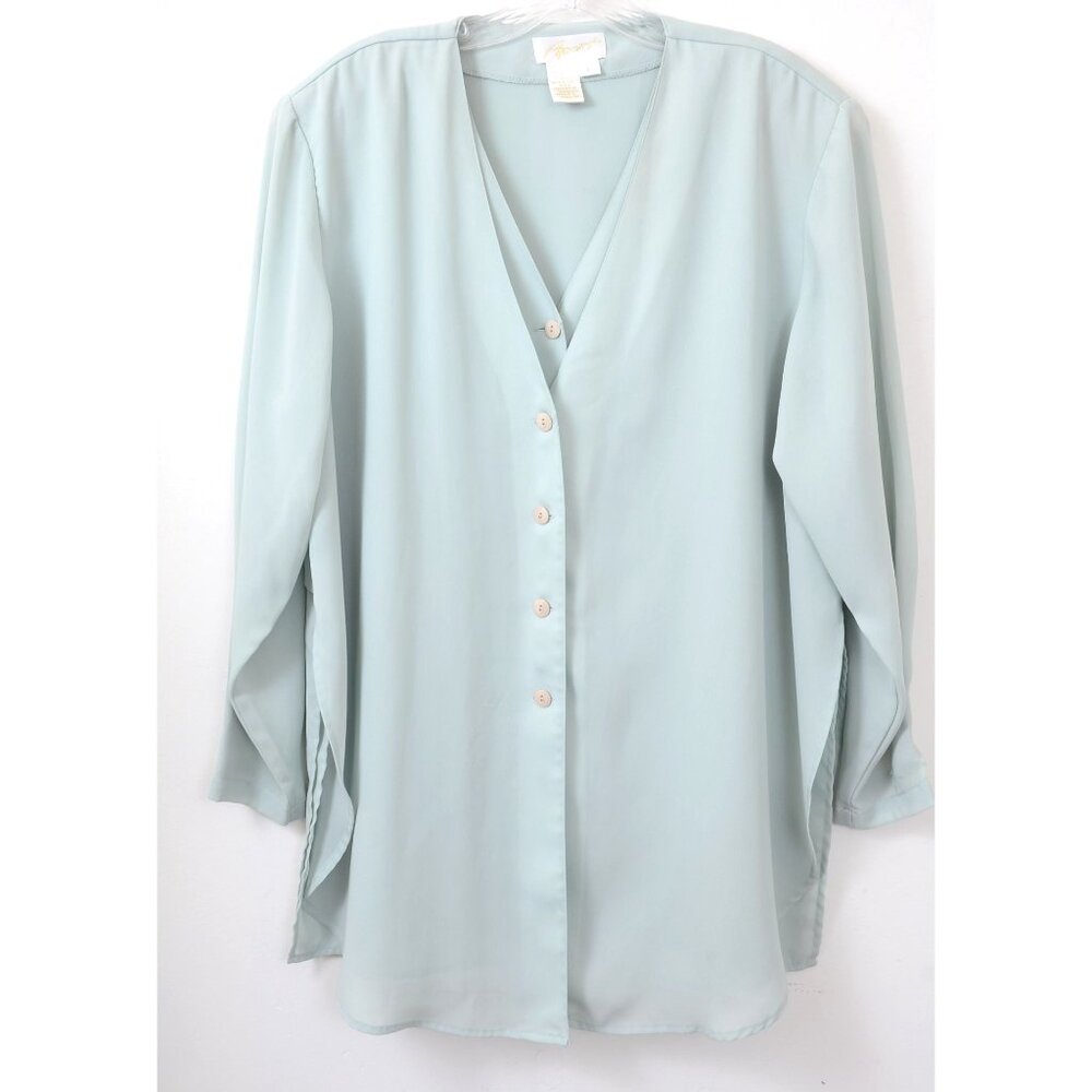 Apart Women Size L Double Lined Shirt Buttons Soft Flowy Feminine Blouse Tunic